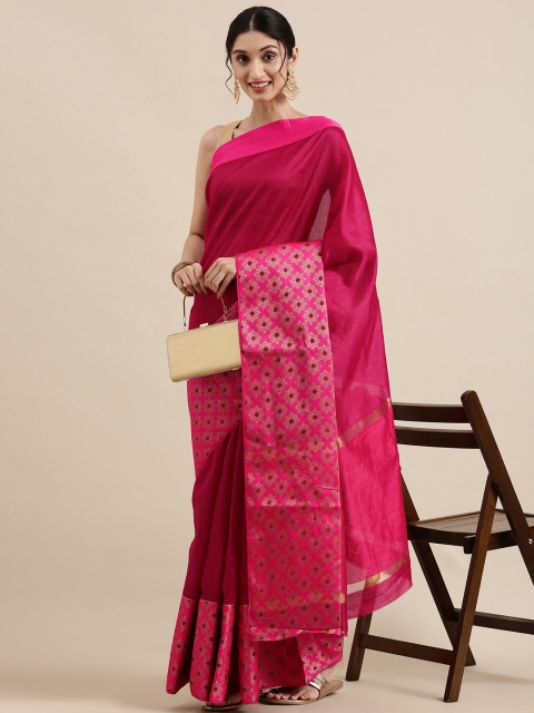 

SANGAM PRINTS Magenta Crystal Silk Jacquard Saree