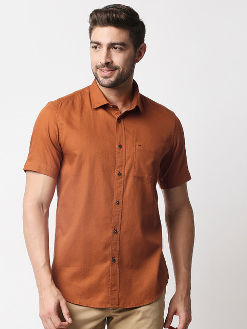 

Basics Men Orange Slim Fit Cotton Casual Shirt