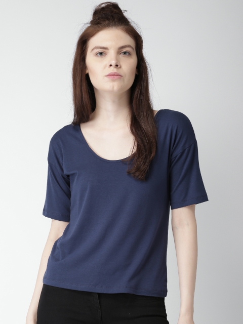 

Mast & Harbour Women Navy Solid T-shirt, Navy blue