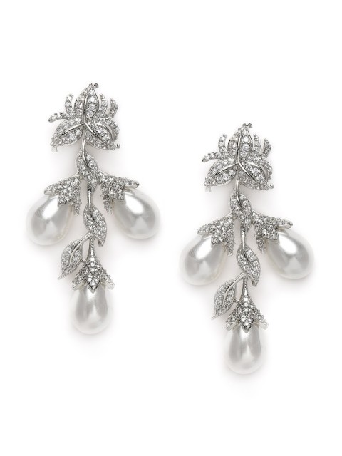 

MIDASKART Silver-Toned Contemporary Studs Earrings