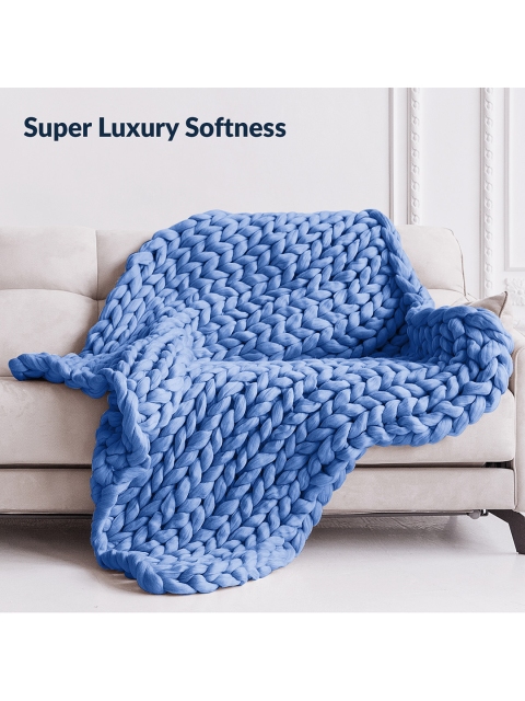 

THE SLEEP COMPANY Blue Mild Winter 300 GSM Textured Single Bed Blanket