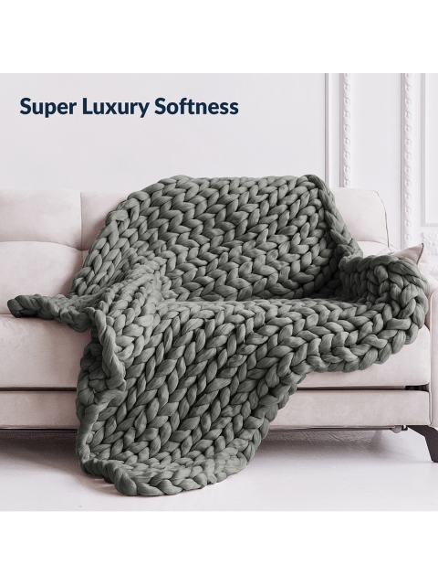 

THE SLEEP COMPANY Grey Geometric Mild Winter 300 GSM Knitted Single Bed Blanket