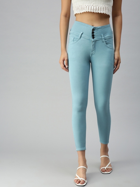 

SHOWOFF Women Turquoise Blue Jean Skinny Fit High-Rise Stretchable Jeans