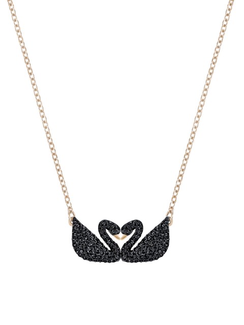 

SWAROVSKI Black and Rose Gold-Plated Iconic Swan Double Necklace