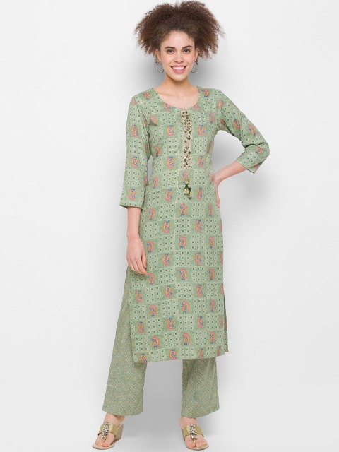 

ZOLA Women Green Floral Printed Kurta with Palazzos