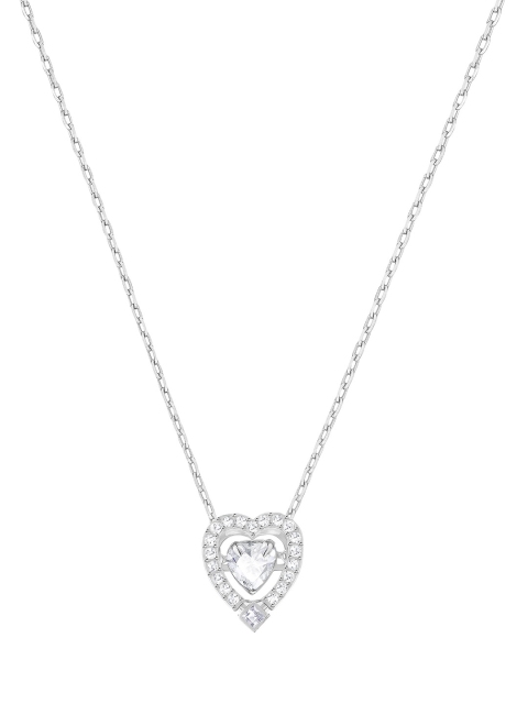 

SWAROVSKI Silver-Toned Rhodium-Plated Sparkling Dance Heart Necklace