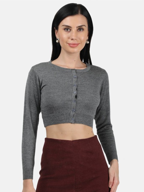 

Monte Carlo Women Grey Cotton Blend Cardigan