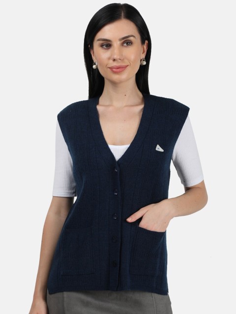 

Monte Carlo Women Navy Blue Wool Cardigan