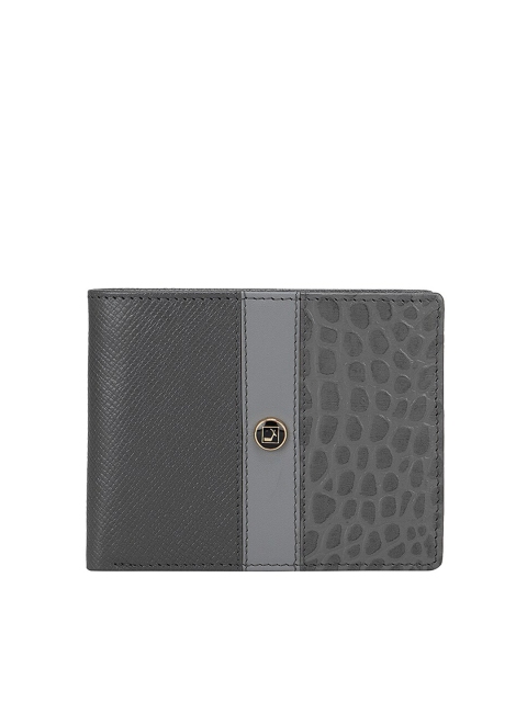 

Da Milano Men Grey Abstract Textured Two Fold Leather Wallet