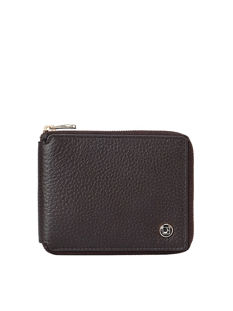 

Da Milano Men Brown Textured Leather Zip Around Wallet
