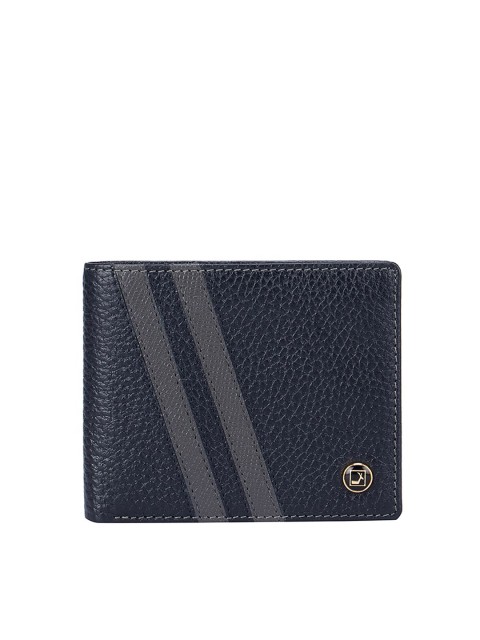 

Da Milano Men Blue & Grey Textured Leather Two Fold Wallet