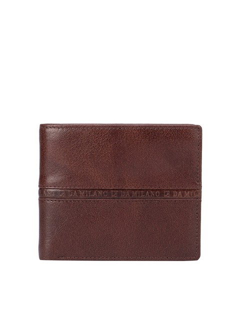 

Da Milano Men Brown Textured Leather Two Fold Wallet