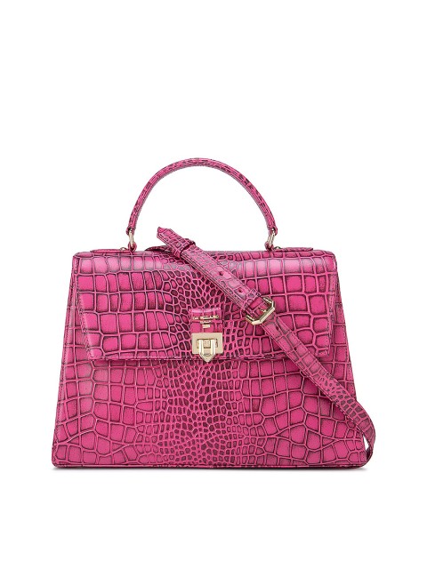 

Da Milano Magenta Textured Leather Structured Satchel