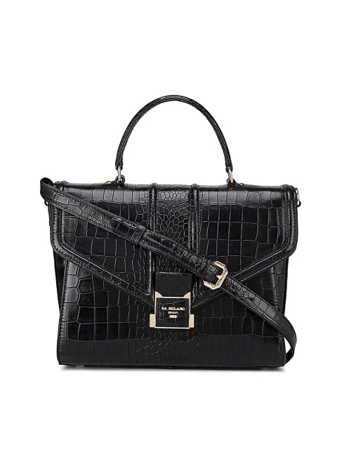 

Da Milano Black Textured Leather Structured Satchel