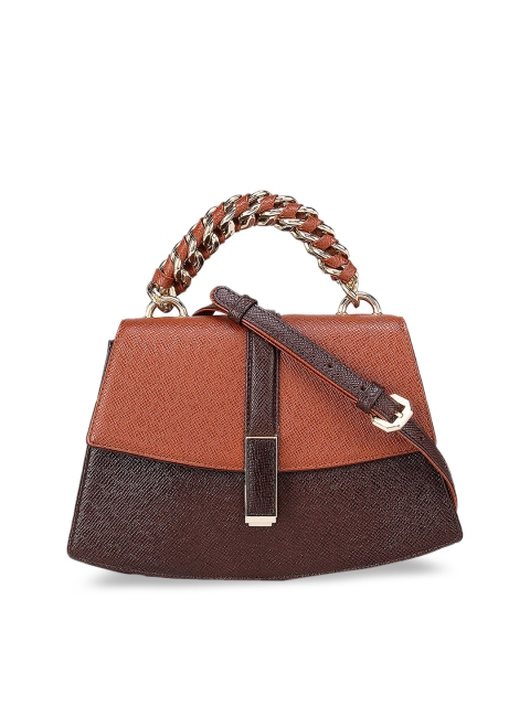 

Da Milano Women Orange & Brown Textured Leather Structured Satchel