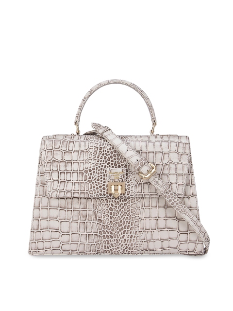 

Da Milano Off White Animal Textured Leather Structured Satchel