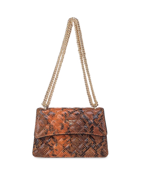 

Da Milano Women Orange Animal Textured Leather Structured Sling Bag