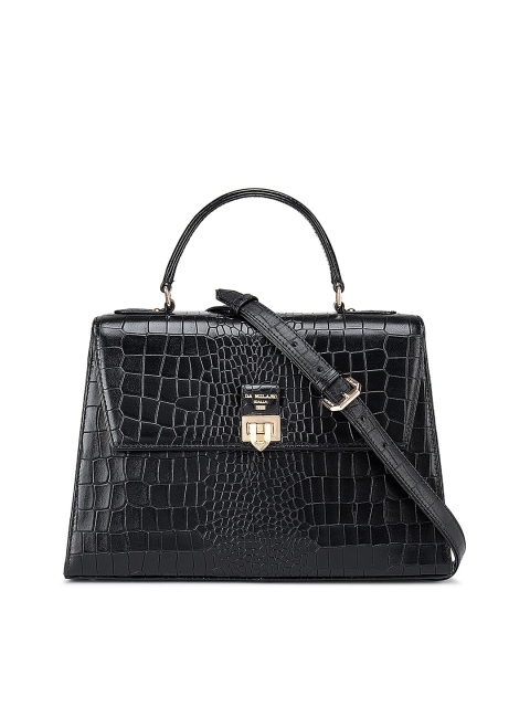 

Da Milano Black Animal Textured Leather Structured Satchel