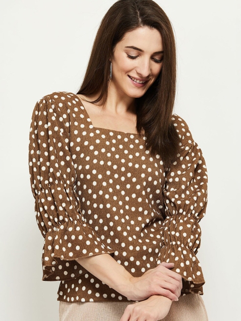 

max Brown & White Printed Top