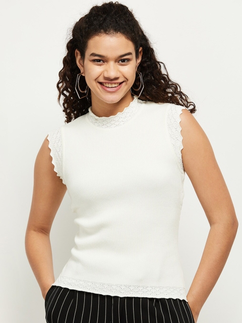 

max Women Off White Solid Top