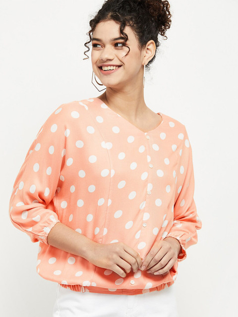 

max Coral Print Blouson Top