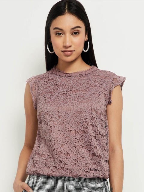 

max Women Mauve Laced Top
