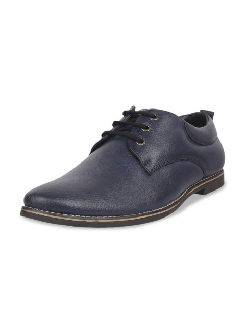 

Vardhra Men Navy Blue Leather Derbys