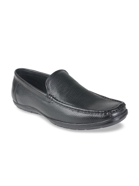 

Vardhra Men Black Textured Leather Loafers