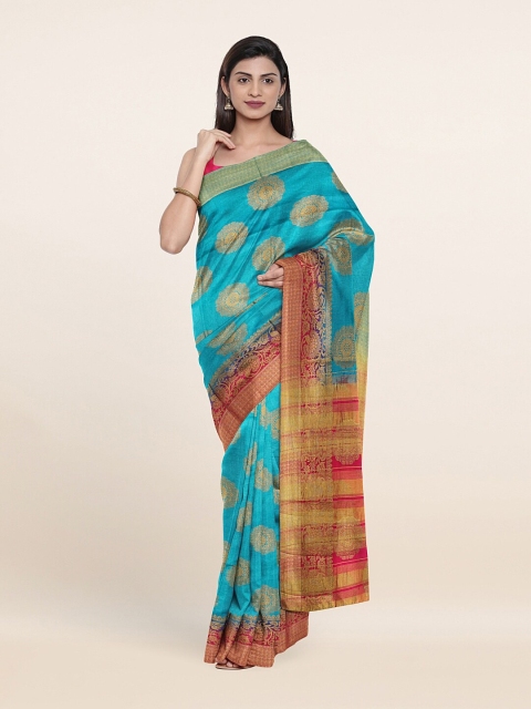 

Pothys Blue & Pink Woven Design Zari Jute Silk Saree