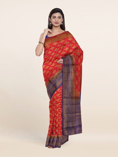 

Pothys Pink & Blue Ethnic Motifs Zari Jute Silk Saree