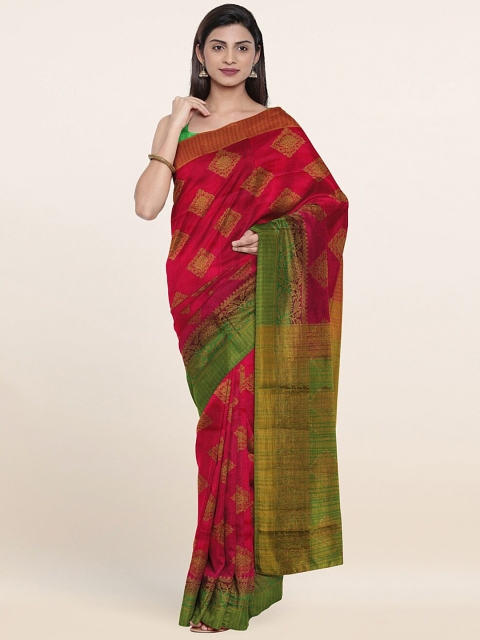 

Pothys Maroon & Green Woven Design Jute Silk Saree