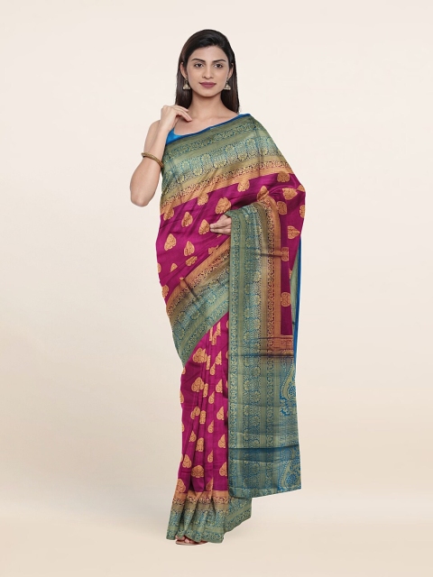 

Pothys Purple & Blue Ethnic Motifs Zari Jute Silk Saree
