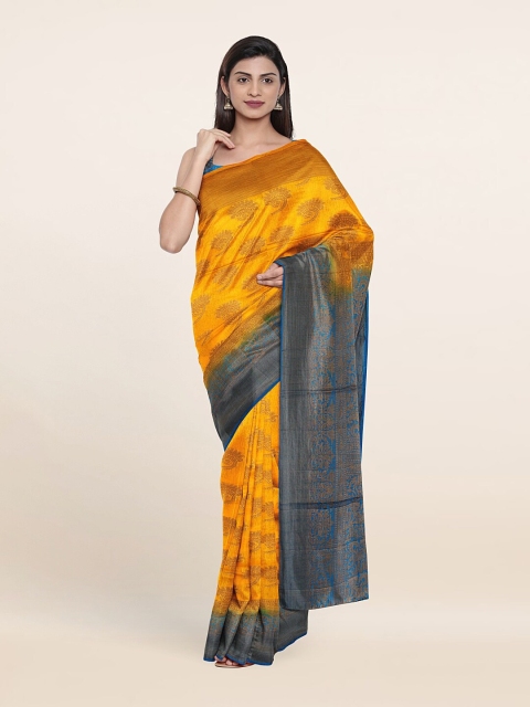 

Pothys Yellow & Blue Woven Design Zari Jute Silk Saree