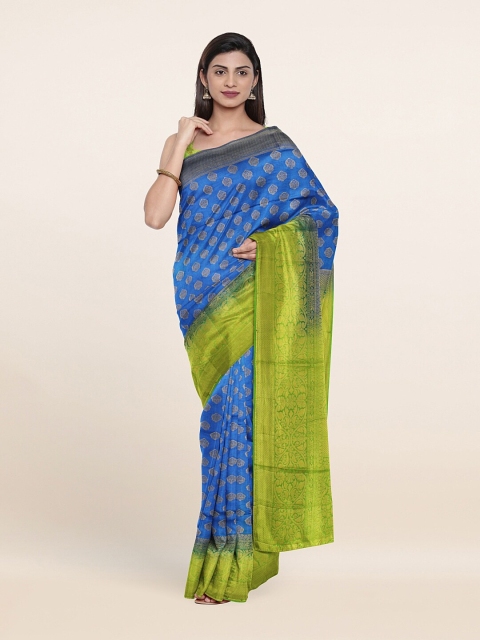 

Pothys Blue & Green Ethnic Motifs Jute Silk Saree