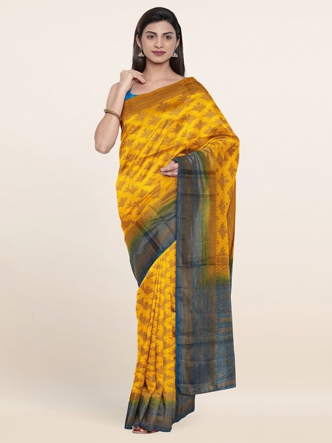 

Pothys Yellow & Gold-Toned Woven Design Zari Jute Silk Saree