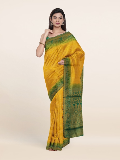 

Pothys Yellow & Green Woven Design Zari Jute Silk Saree