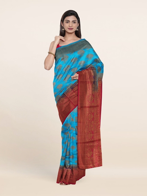 

Pothys Blue & Pink Woven Design Zari Jute Silk Saree