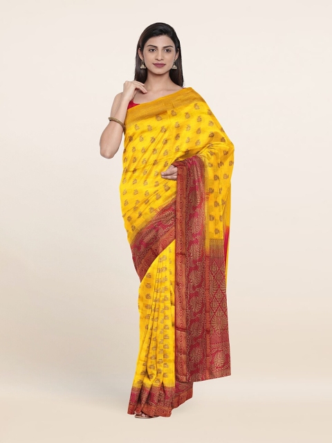 

Pothys Yellow & Red Woven Design Zari Jute Silk Saree
