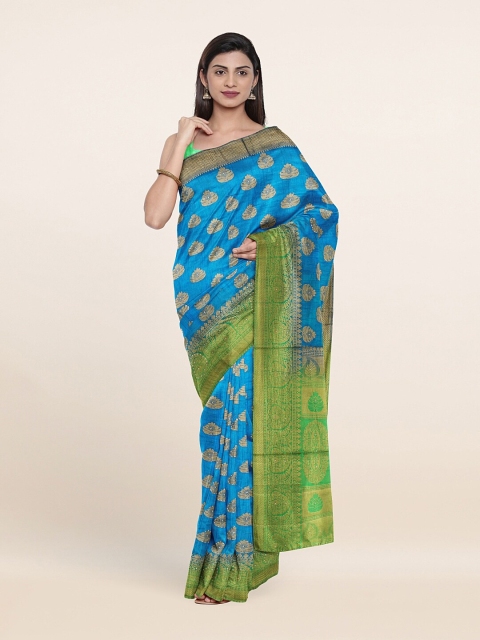 

Pothys Blue & Green Ethnic Motifs Zari Jute Silk Saree