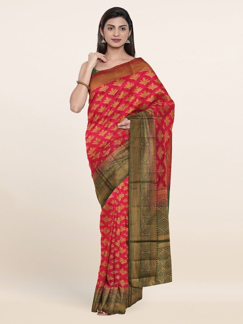 

Pothys Magenta & Green Woven Design Zari Jute Silk Saree