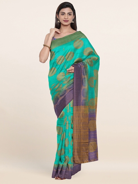 

Pothys Green & Blue Woven Design Zari Jute Silk Saree