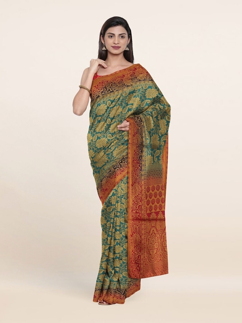 

Pothys Green & Red Ethnic Motifs Zari Jute Silk Saree