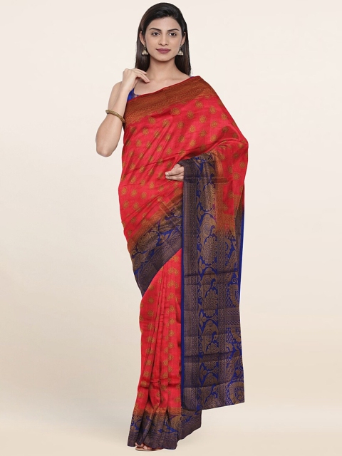 

Pothys Pink & Blue Woven Design Zari Jute Silk Saree