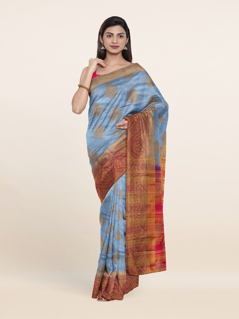 

Pothys Grey & Red Woven Design Zari Jute Silk Saree