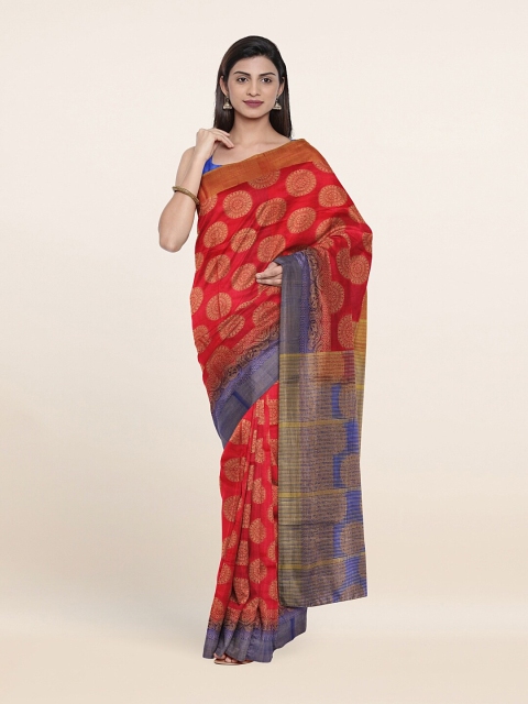 

Pothys Pink & Blue Ethnic Motifs Jute Silk Saree