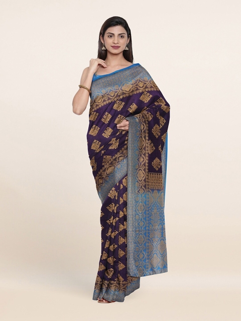 

Pothys Navy Blue & Blue Ethnic Motifs Zari Jute Silk Saree