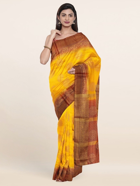 

Pothys Yellow & Red Woven Design Zari Jute Silk Saree