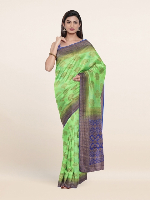 

Pothys Green & Blue Ethnic Motifs Zari Jute Silk Saree