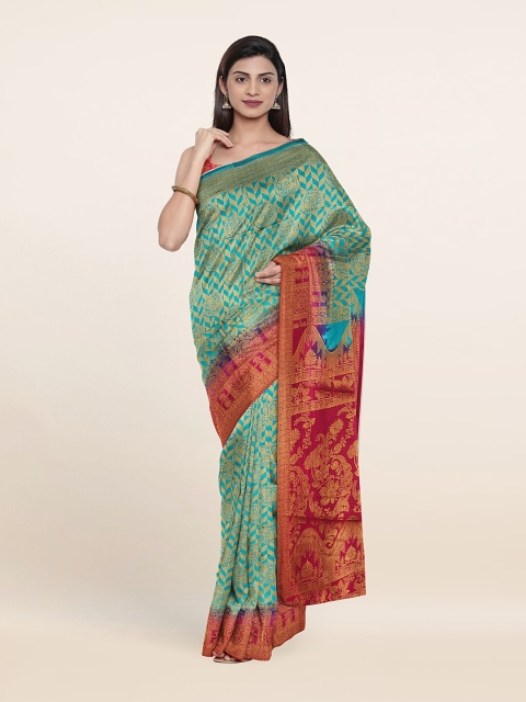 

Pothys Green & Red Woven Design Zari Jute Silk Saree