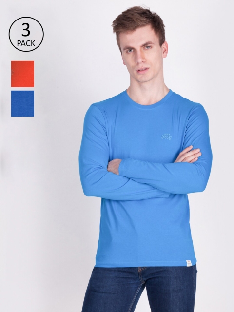 

Force NXT Men Red & Blue Set Of 3 T-shirt